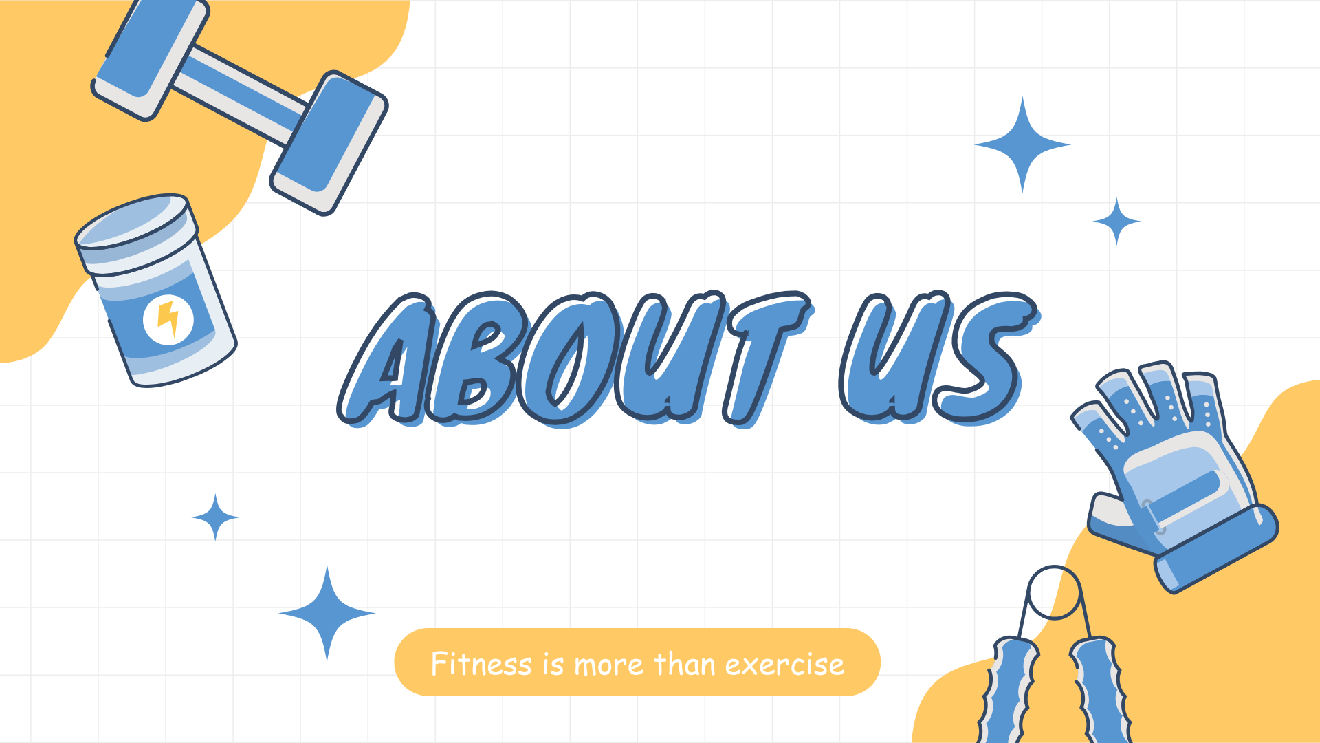yellow white and blue illustrated fitness presentation